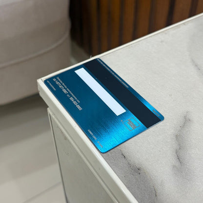 Carta AMEX blu in metallo personalizzata - Carta Centurion - Carta in metallo personalizzata - Incisa al laser - Fatta a mano - Regalo originale - Carta da portafoglio