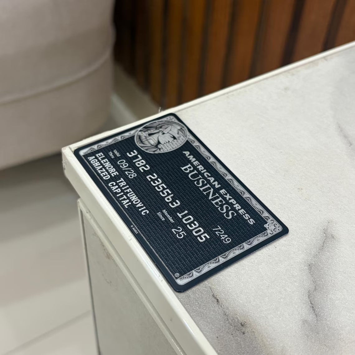 Carta AMEX in metallo personalizzata Black Business - Carta Centurion - Carta in metallo personalizzata - Incisa al laser - Fatta a mano - Regalo originale - Carta da portafoglio