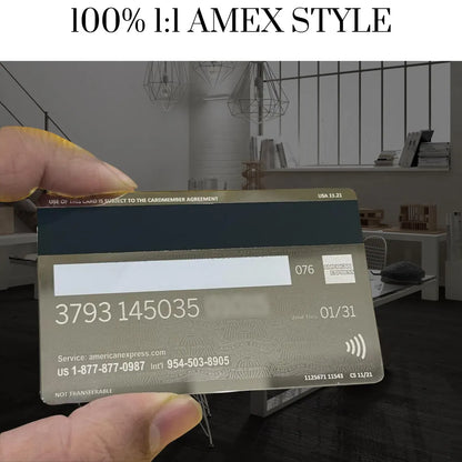 Replica carta Amex Platinum Mirror - Carta in metallo personalizzata - Regalo da collezione di lusso inciso in acciaio inossidabile per portafoglio - Regalo di matrimonio edizione limitata