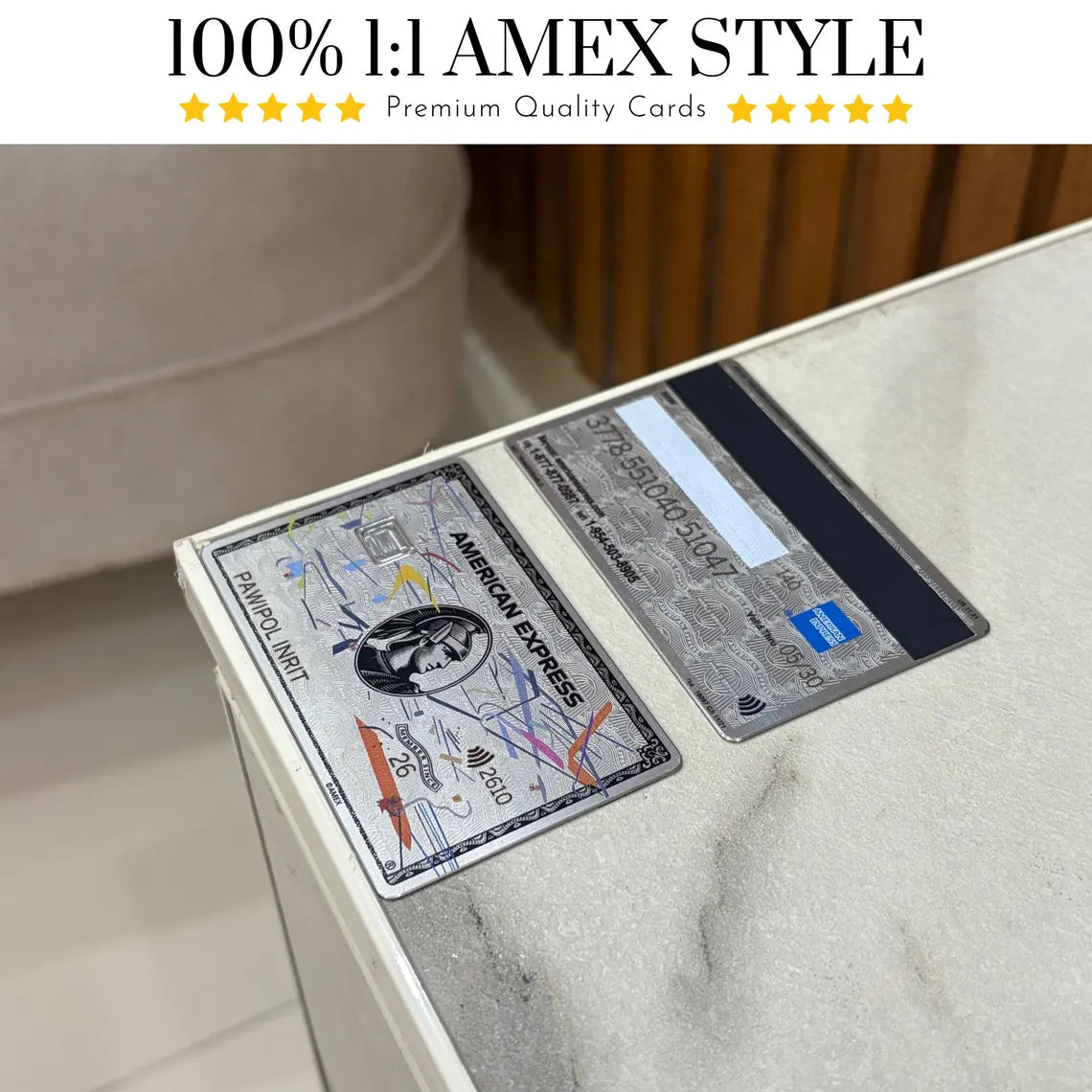 Carta Metal Platinum ART AMEX personalizzata - Carta Centurion - Carta in metallo personalizzata - Incisa al laser - Fatta a mano - Regalo originale - Carta da portafoglio