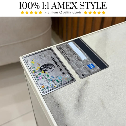Carta AMEX in metallo personalizzata Platinum floreale - Carta Centurion - Carta in metallo personalizzata - Incisa al laser - Fatta a mano - Regalo originale - Carta da portafoglio