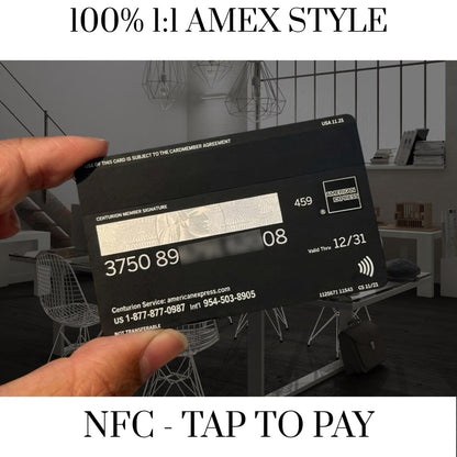 NFC - Replica American Express Black Card - Tap to Pay - Centurion Card - Carta in metallo personalizzata - Incisa al laser - Regalo artigianale innovativo