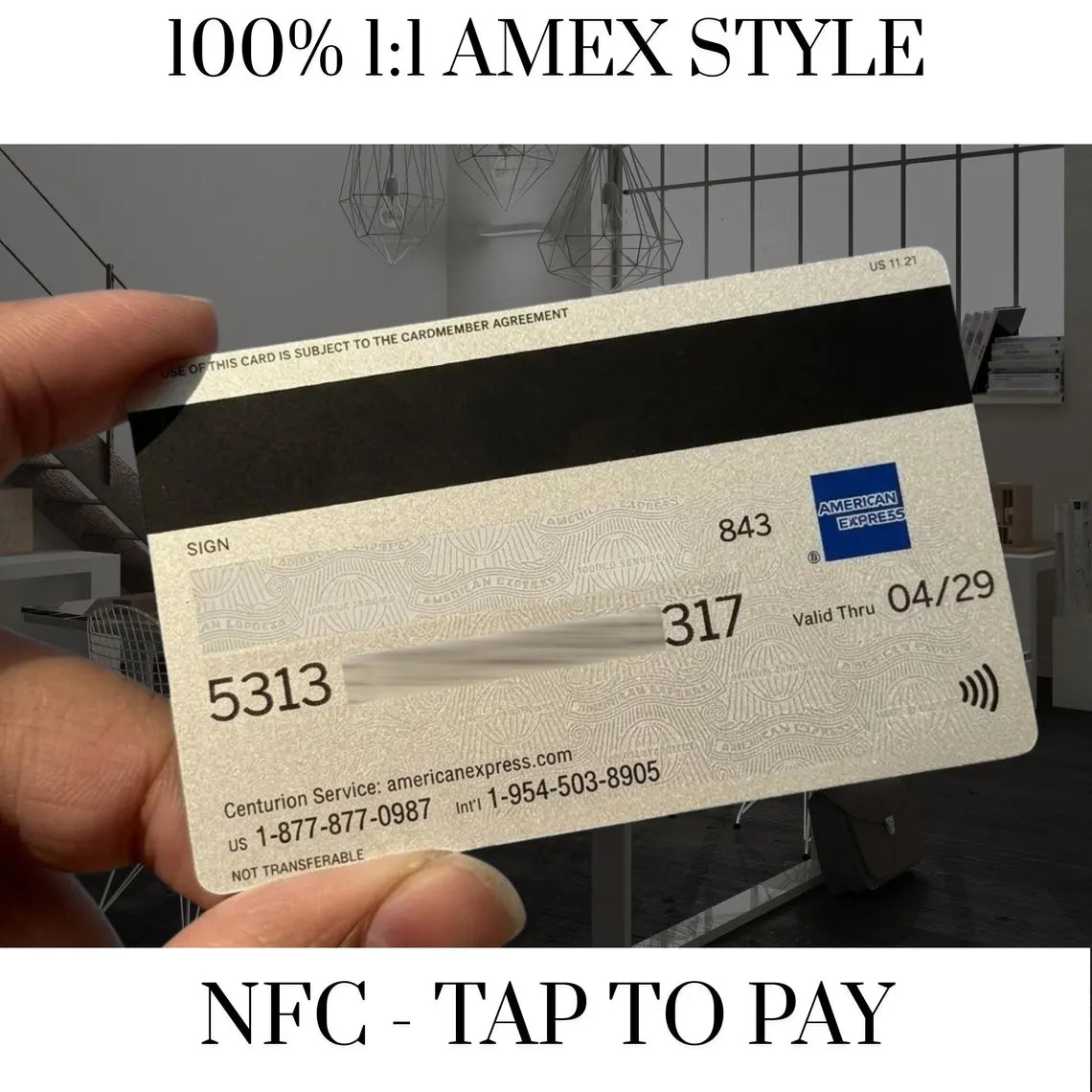 NFC - Replica Carta American Express Platinum - Tap to Pay - AMEX Argento - Carta personalizzata - Incisa al laser - Regalo artigianale originale