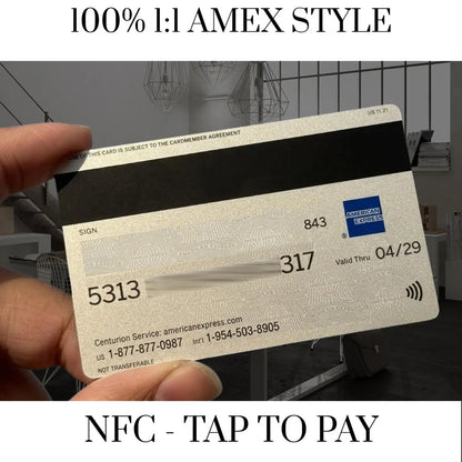 NFC - Replica Carta American Express Platinum - Tap to Pay - AMEX Argento - Carta personalizzata - Incisa al laser - Regalo artigianale originale