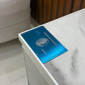 Carta AMEX blu in metallo personalizzata - Carta Centurion - Carta in metallo personalizzata - Incisa al laser - Fatta a mano - Regalo originale - Carta da portafoglio