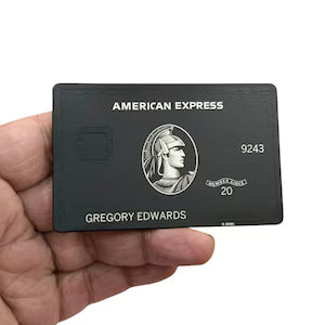 American Express Black Card - Centurion Card - Carta in metallo personalizzata - Incisa al laser - Fatta a mano - Regalo originale - Carta da portafoglio