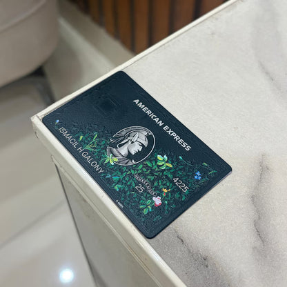 Carta AMEX in metallo personalizzata Platinum Floral - Carta Centurion - Carta in metallo personalizzata - Incisione laser - Fatta a mano - Regalo originale - Carta da portafoglio