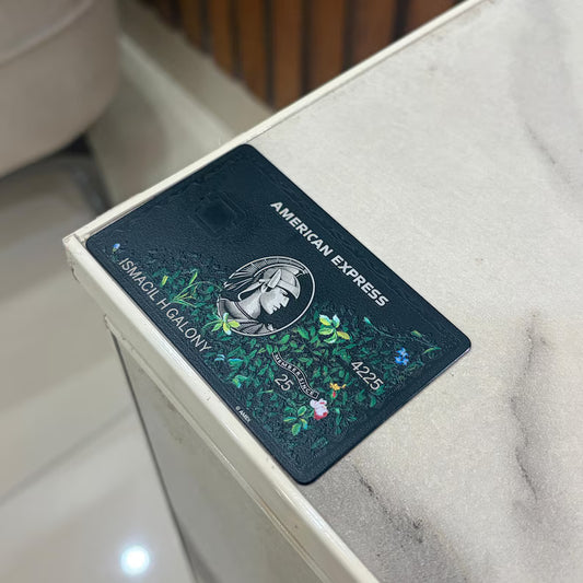 Custom Platinum Floral AMEX Metal Card - Centurion Card - Personalized Metal Card - Laser Engraved - Handmade - Novelty Gift - Wallet Card