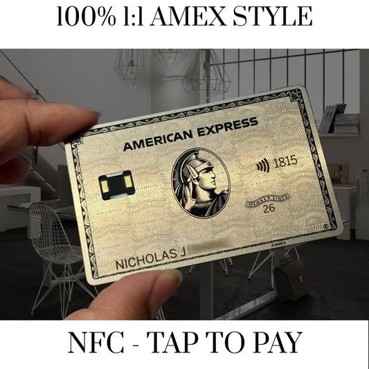 NFC - Replica Carta American Express Platinum - Tap to Pay - AMEX Argento - Carta personalizzata - Incisa al laser - Regalo artigianale originale