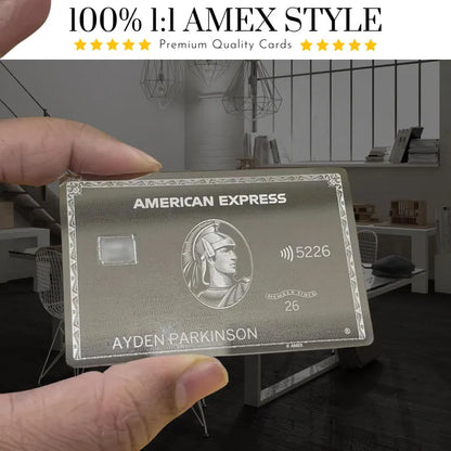 Replica carta Amex Platinum Mirror - Carta in metallo personalizzata - Regalo da collezione di lusso inciso in acciaio inossidabile per portafoglio - Regalo di matrimonio edizione limitata