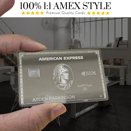 Replica carta Amex Platinum Mirror - Carta in metallo personalizzata - Regalo da collezione di lusso inciso in acciaio inossidabile per portafoglio - Regalo di matrimonio edizione limitata