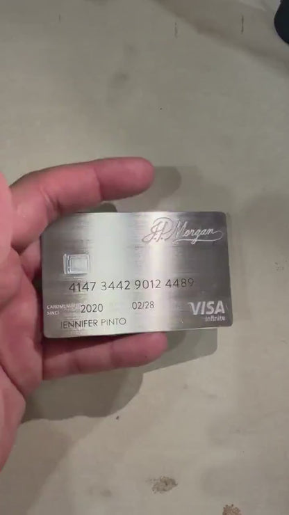 Carta JPM in metallo personalizzata - JP Morgan - Carta in metallo personalizzata - Incisa al laser - Fatta a mano - Regalo originale - Carta da portafoglio - JPM