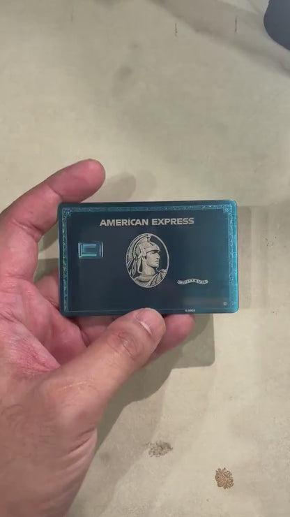Carta AMEX blu in metallo personalizzata - Carta Centurion - Carta in metallo personalizzata - Incisa al laser - Fatta a mano - Regalo originale - Carta da portafoglio