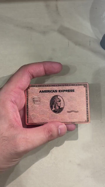Custom Rose Gold AMEX Metal Card - Centurion Card - Personalized Metal Card - Laser Engraved - Handmade - Novelty Gift - Wallet Card