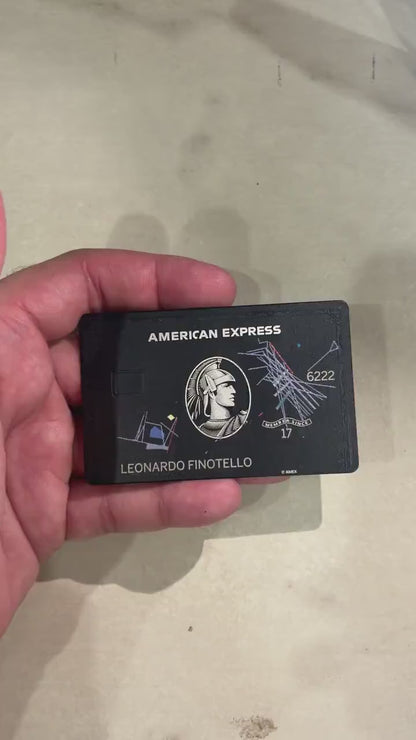Carta AMEX in metallo personalizzata ART Black - Carta Centurion - Carta in metallo personalizzata - Incisa al laser - Fatta a mano - Regalo originale - Carta da portafoglio