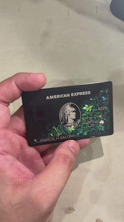 Carta AMEX in metallo personalizzata Platinum Floral - Carta Centurion - Carta in metallo personalizzata - Incisione laser - Fatta a mano - Regalo originale - Carta da portafoglio