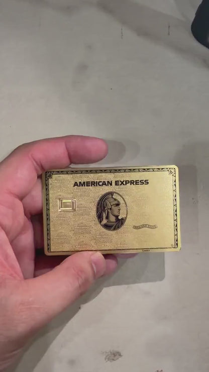 Carta AMEX in metallo dorato personalizzata - Centurion Card - Carta in metallo personalizzata - Incisa al laser - Fatta a mano - Regalo originale - Carta da portafoglio